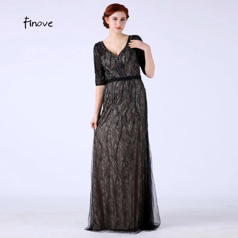 Finove Robe de soiree/Новинка 2019 года большие размеры платья для матери невесты с глубоким