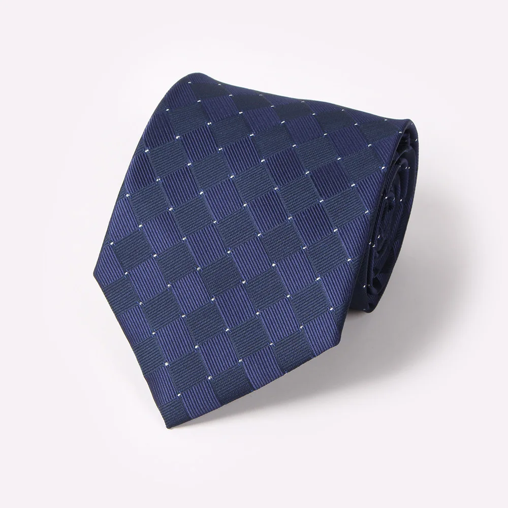 

Men's 10cm Narrow Tie Classic Plaid Necktie Formal Business Ties Male Navy Blue Ties Cravat Wedding Prom Tie for Men