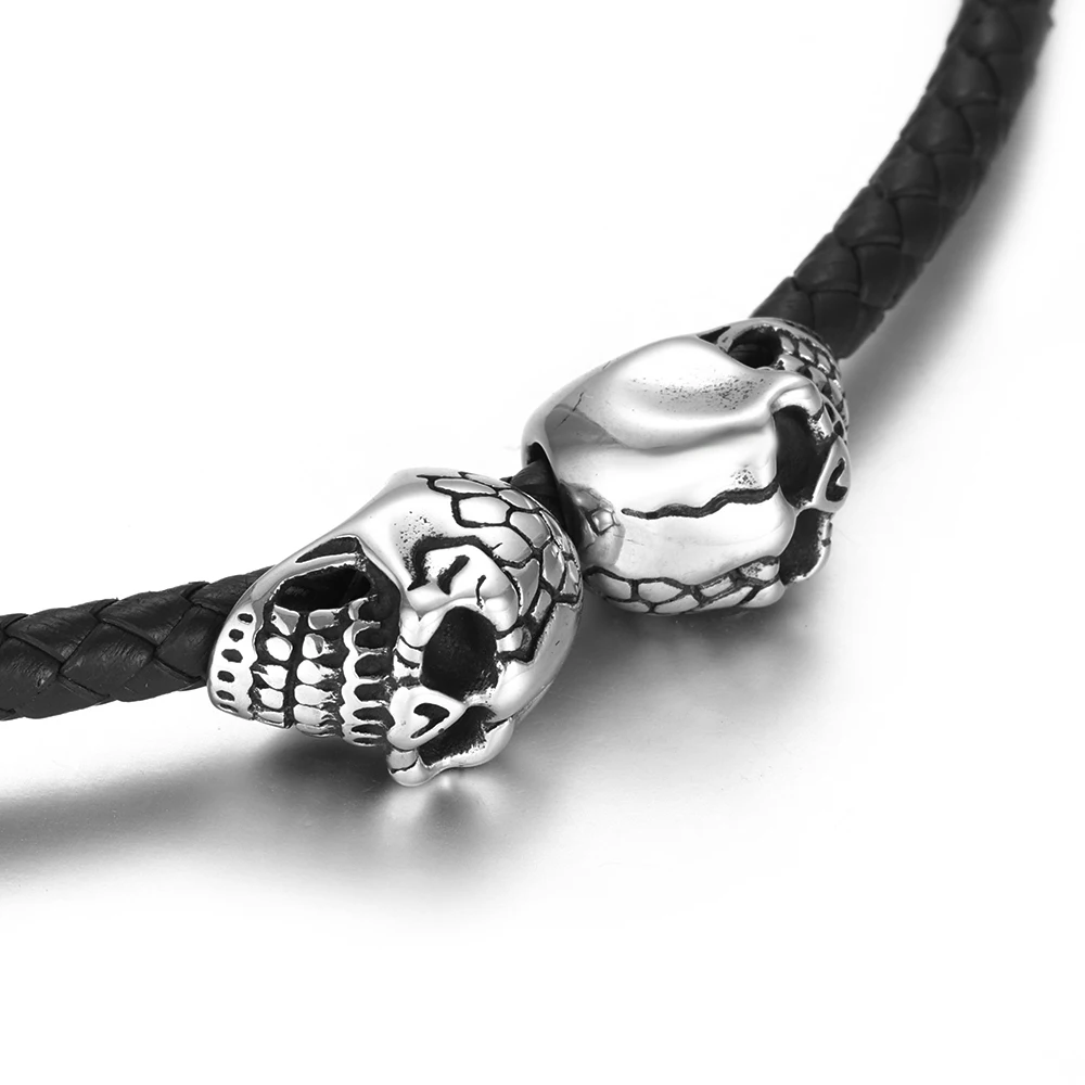 

Stainless Steel Beads Skull Blacken Metal Large Hole 6mm Bead Slider DIY Men Bracelet Making Supplies Handmade Jewelry Crafts