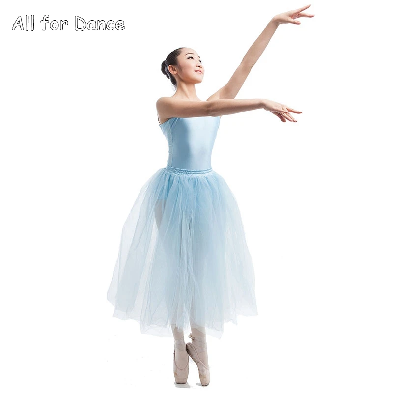 Pale Blue Ballet Dance Dress Romantic Long Tutu Women Stage Performance | Тематическая одежда и униформа