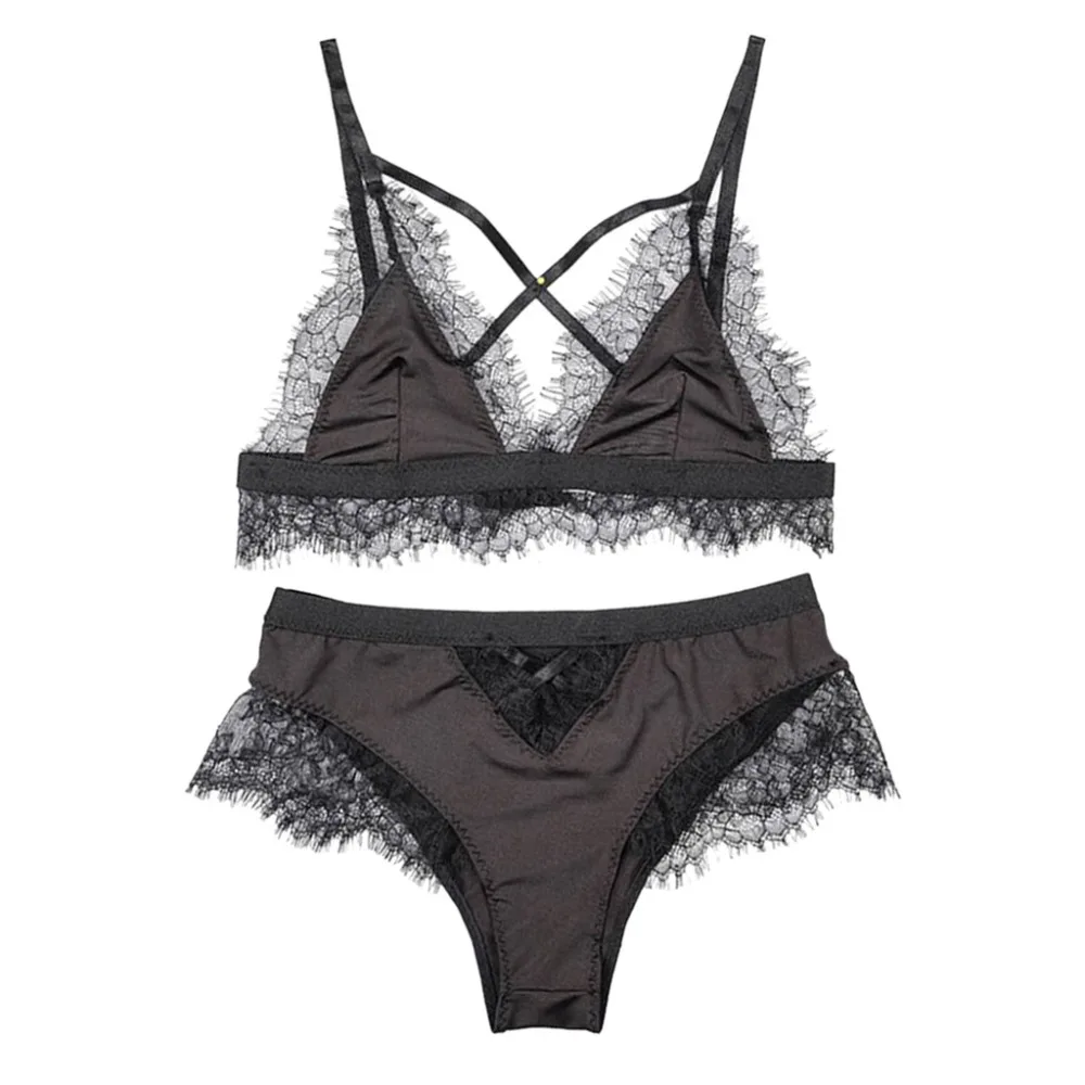 Женское атласное сексуальное нижнее белье комплект из 2 предметов: бюстгальтер