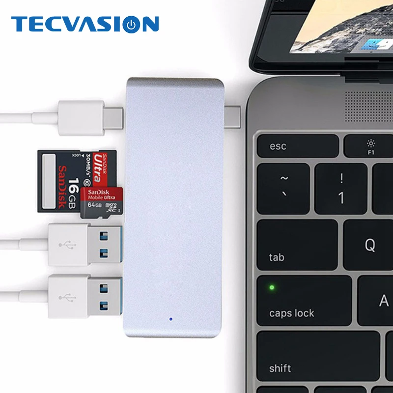 Алюминиевая модель USB 3 1 Hub Type C 0 разветвитель адаптер TF Micro SD кардридер для Macbook Air