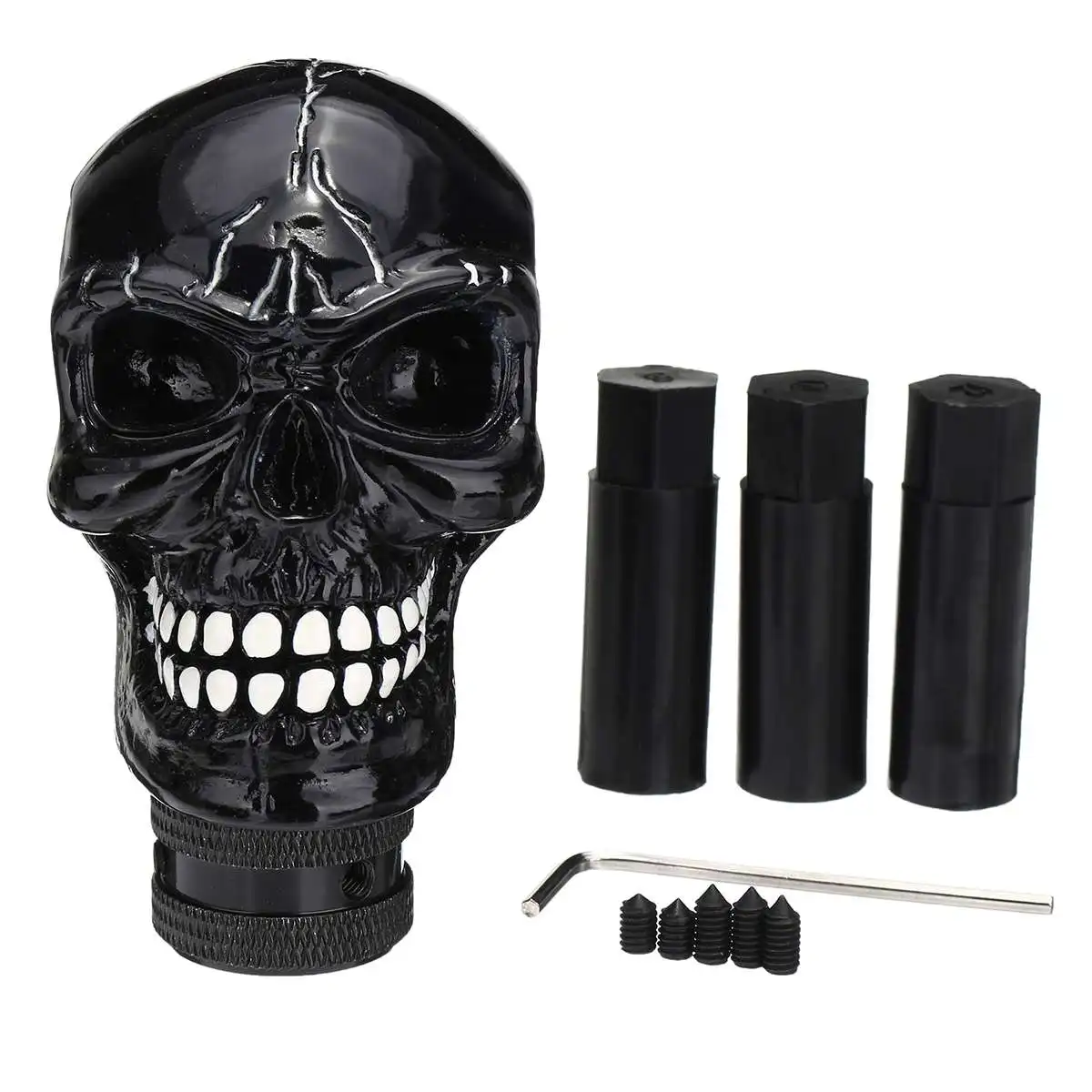 Черный Универсальный череп головы стиль автомобиля грузовик ручная рукоятка для рычага переключения передач - Название цвета: Черный