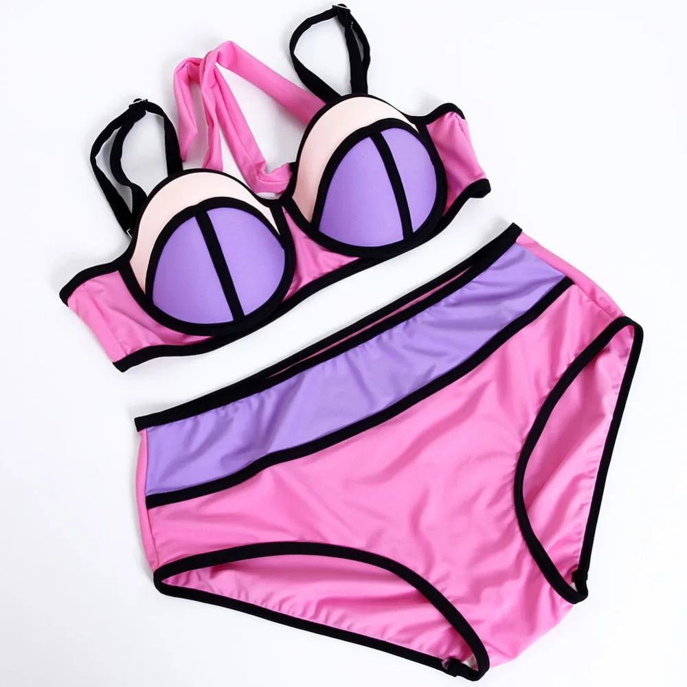 Европейский комплект бикини с высокой талией большого размера купальник для