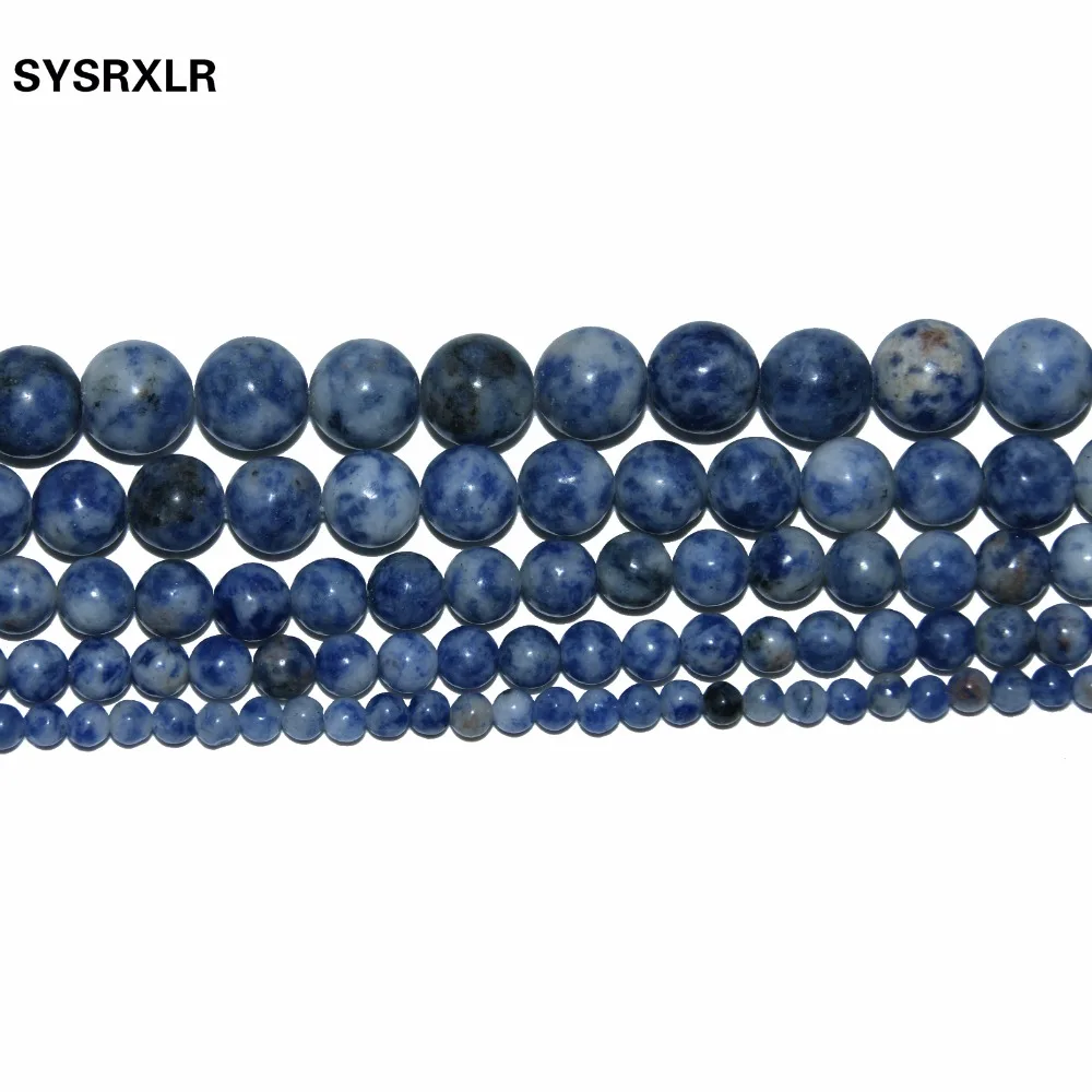 Бусины из натурального камня белый горошек голубые вены кальдалит нить 4 6 8 10 12 мм