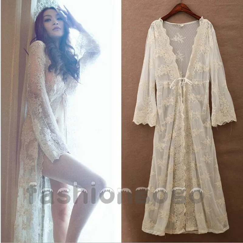 Старинные принцесса долго сексуальные кружева халат женщины халаты пижамы