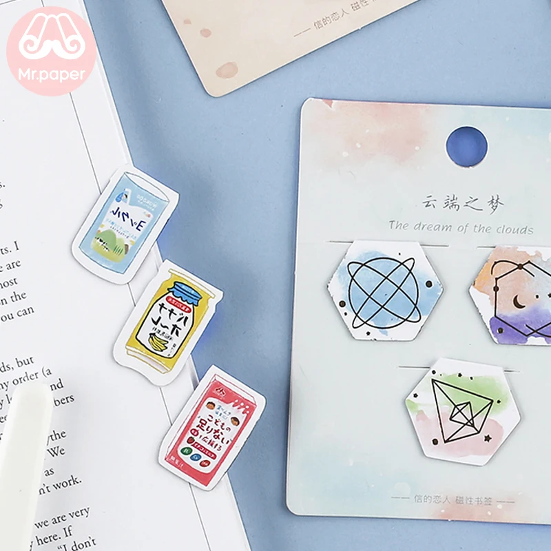 Mr paper 12 стилей Kawaii золотые штамповки геометрические магнитные закладки для