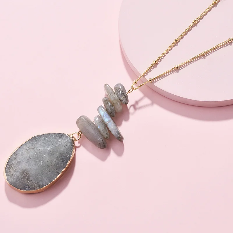 Ожерелье с подвеской из натурального опала и Лабрадорита ожерелье золотым