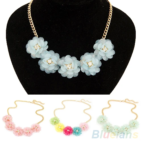 Bluelans Сладостных женская Свежий Стиль 5 Большие Цветы Конфеты Цвет Цепи Заявление