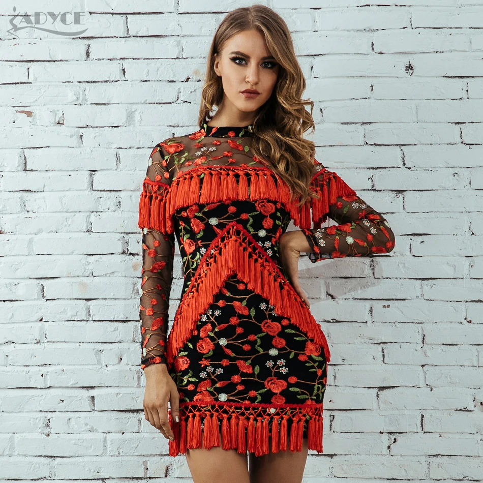 Adyce 2019 новое платье с бахромой женское облегающее кисточками сексуальное длинное