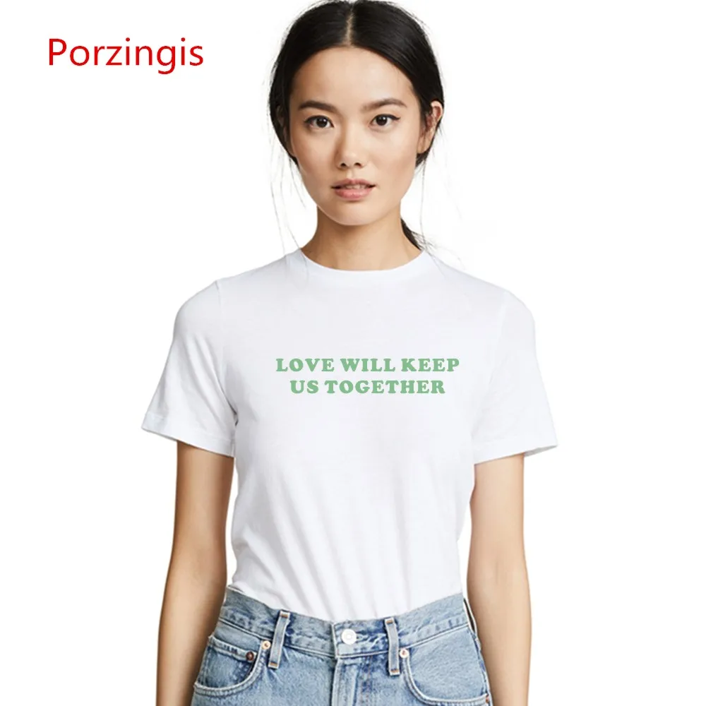 Женская футболка Porzingis женская с надписью Love Will Keep Us или Tears женские топы
