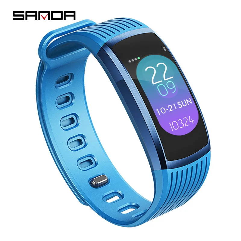 Blue SANDA A18 уличные спортивные часы для мужчин/женщин/пара цифровые часы монитор сердечного ритма Смарт напоминание Упражнения Фитнес наручные часы - Цвет: Blue