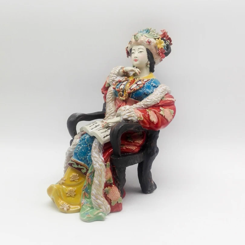 Фарфоровая статуэтка женщины в китайском стиле керамическая ручной работы