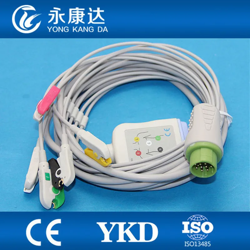 3 шт./упак. Mennen 13pin цельный 5 свинцовый ecg кабель с зажимом IEC для монитора