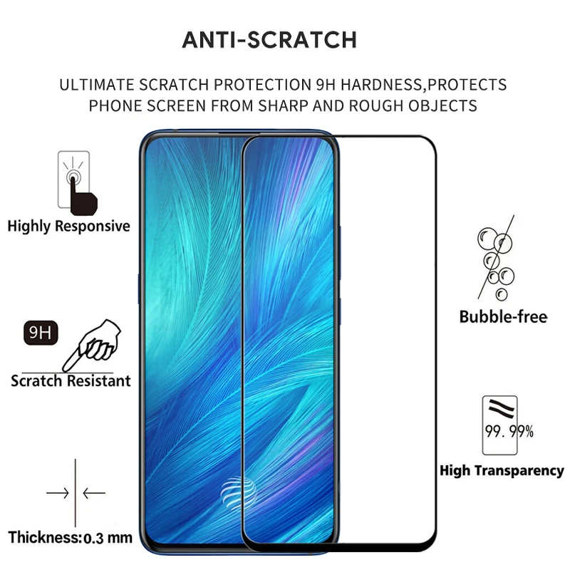 Закаленное стекло с полным покрытием экрана для VIVO X27 6 39 дюйма 2 шт.|Защитные
