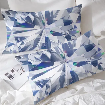 Blessliving Diamond Pillowcase Luxury Shining Pillow Case 3D Printing Dark Blue Pillow Cover Geometric Home Textiles 50x75cm 2