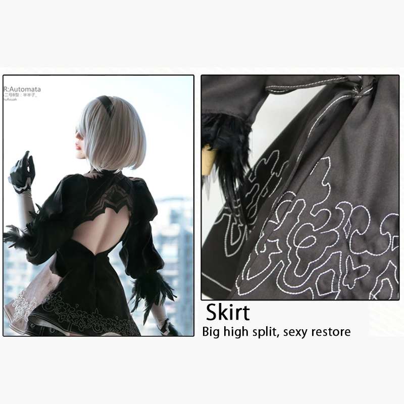 NieR Automata 2B Girl 2B платье для косплея сексуальный наряд аниме игровой костюм женские вечерние костюмы на Хэллоуин нарядное приталенное платье с открытой спиной