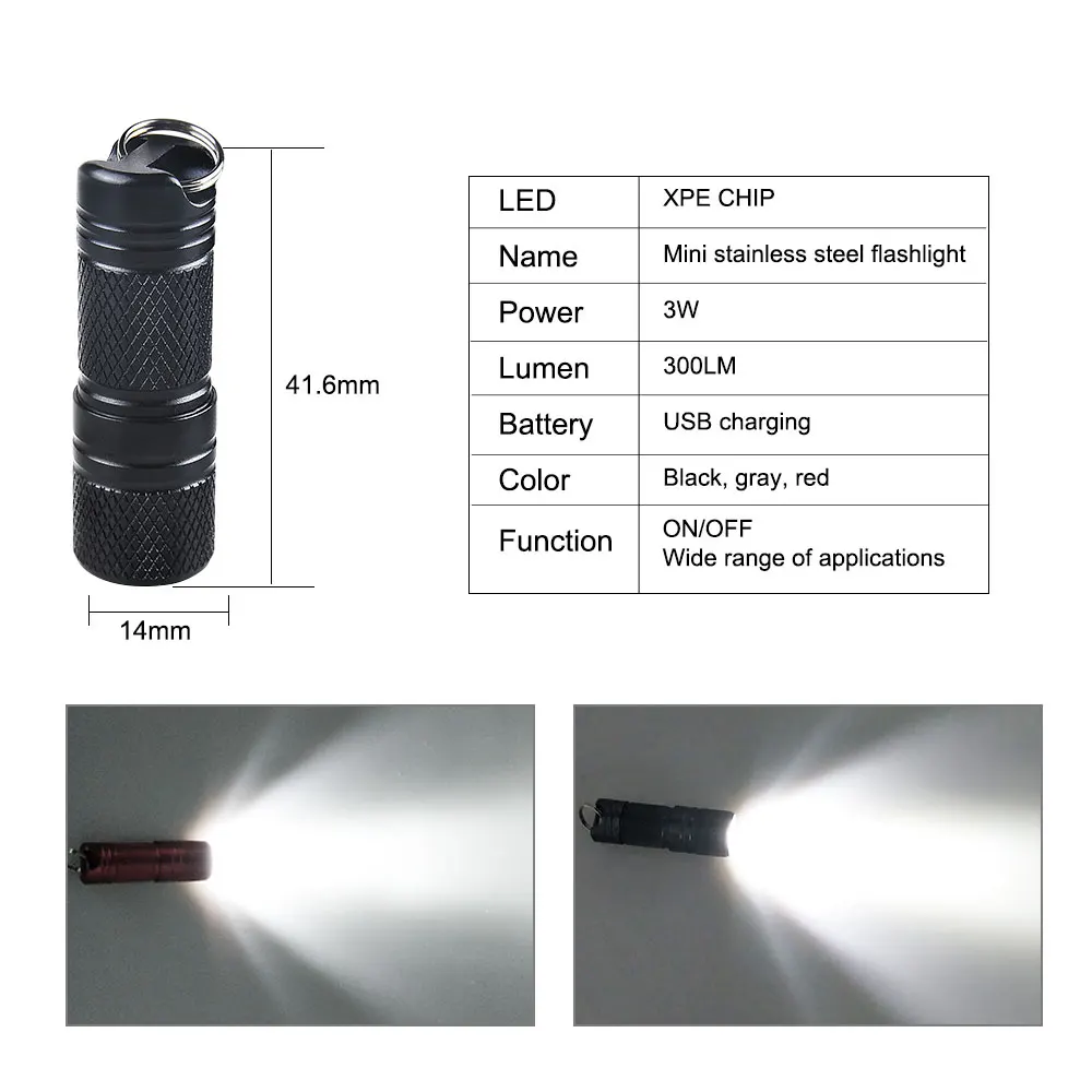 Светодиодный фонарик перезаряжаемый от USB мощный CREE XPE R5 мини светодиодный брелок