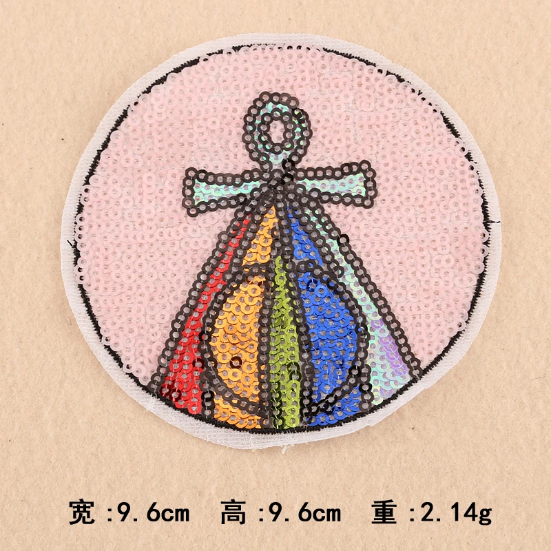 

Sew on 5 pcs two sizes Colorful Pattern sequins Embroidered patches sequin motif DK Fashion Motif Applique embroidery accessory