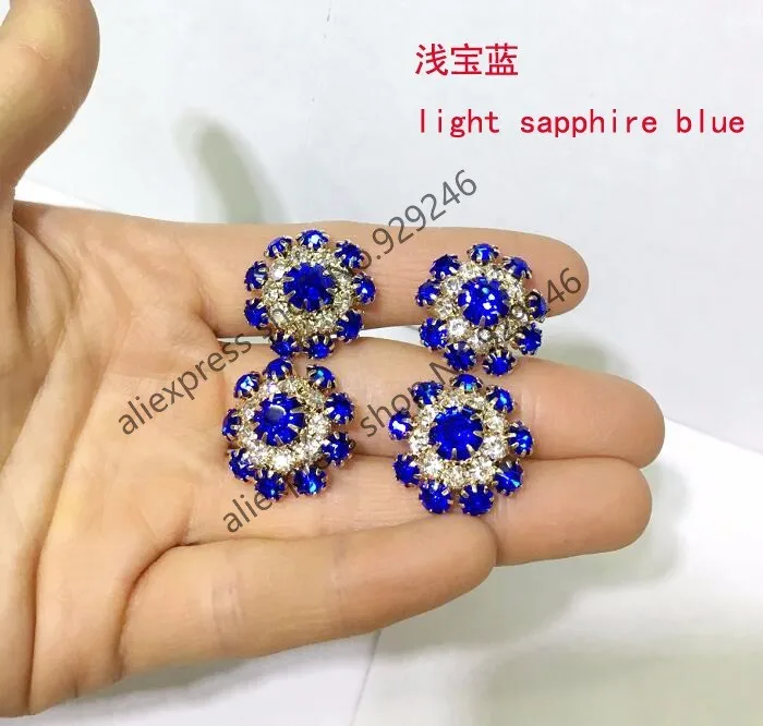 light sapphire 10 шт./лот 22 мм Розовый AB белый павлин зеленый фиолетовый Вино Красные кристаллы стразы золотая металлическая кнопка Швейные аксессуары для одежды - Цвет: light sapphire