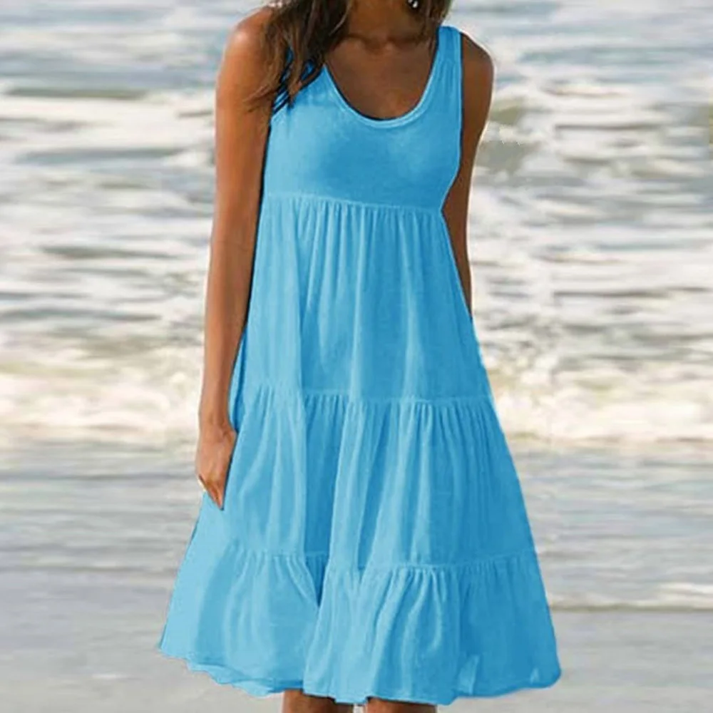 Повседневное Розовое женское платье женские пляжные летние платья сарафан с