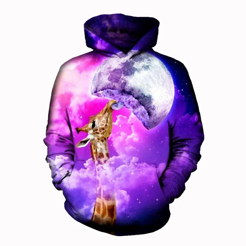 

Raisevern Space Galaxy Men Women Hoodies 3D Purple Cloud Print Giraffe Tracksuits Outwear Pullover Top Casual Hoody Sweatshirts