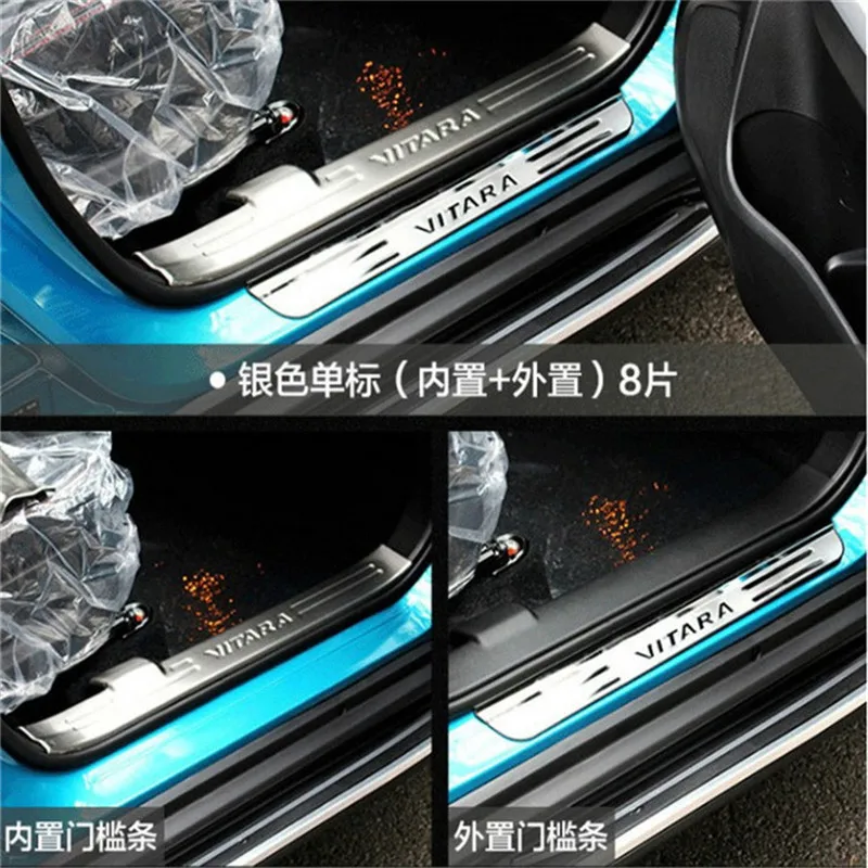 4 шт./компл. Нержавеющая сталь порога для Suzuki Vitara Накладка порога для езды на велосипеде, автомобильные аксессуары, для стильного автомобиля