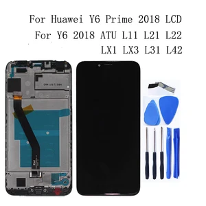 for huawei y6 2018 lcd display touch screen digitizer accessorie for y6 prime 2018 atu l11 l21 l22 lx3 with frame phone parts free global shipping