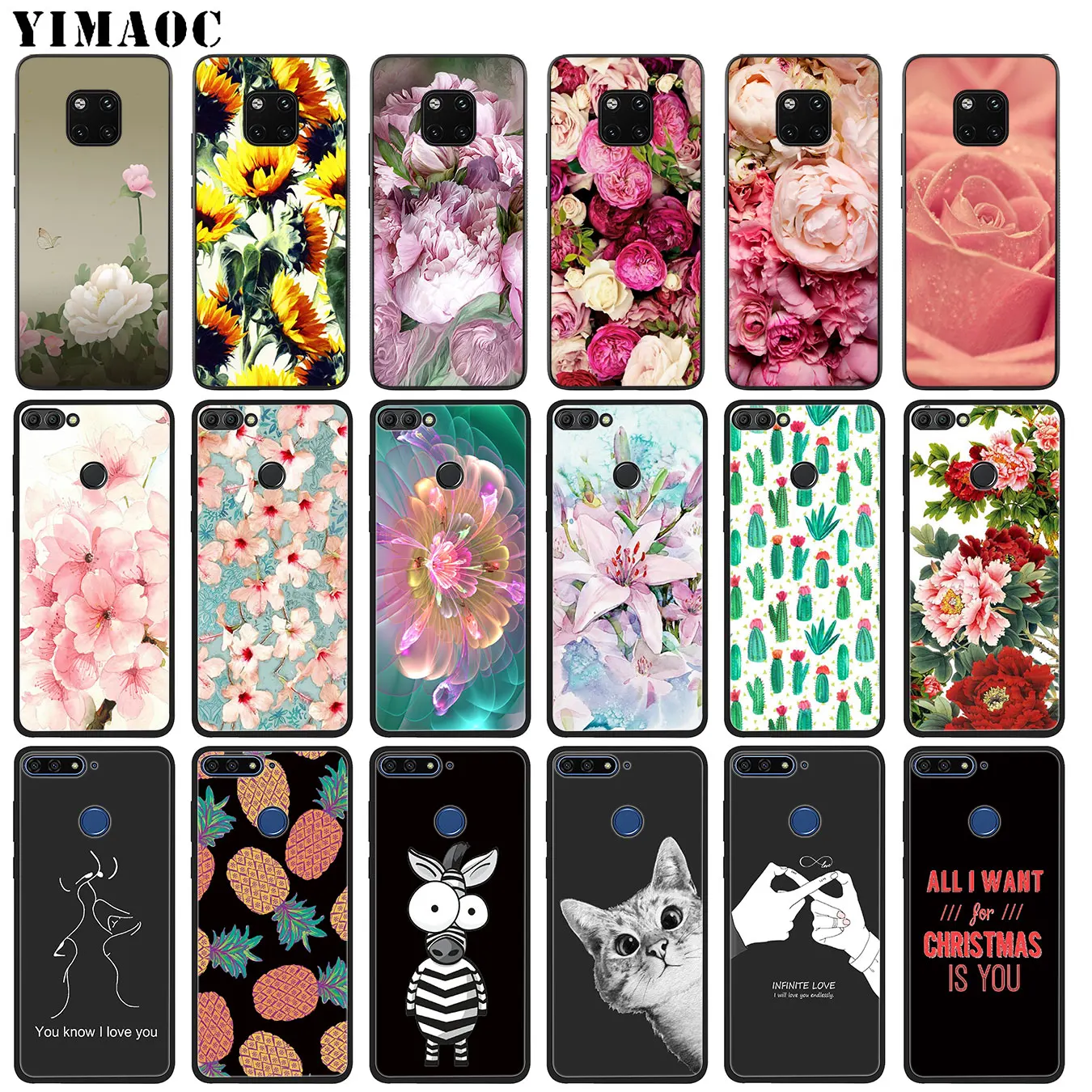 YIMAOC красота пиона цветы Жесткий Мягкий силиконовый чехол для телефона Huawei Mate 30 20
