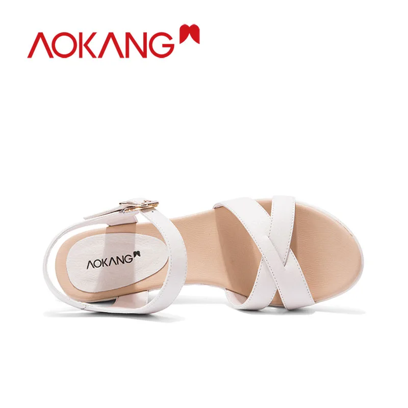 Женские босоножки на танкетке AOKANG летние высоком каблуке Chaussures Femme платформе 2019 |