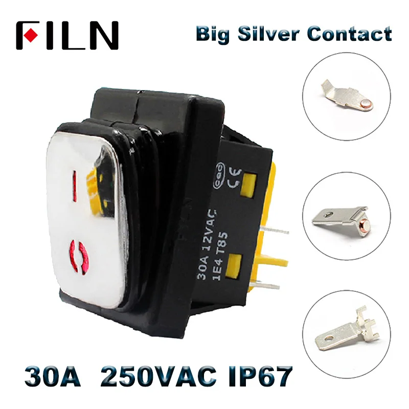 Сверхмощный Водонепроницаемый IP67KCD4 рокер 30A 250VAC из нержавеющей стали