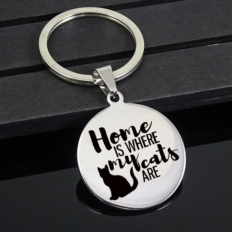 Creativity Letter Necklace Keychain Home Is Where My Cats Are Gift For Friend Accept Drop Shipping YP6176 | Украшения и