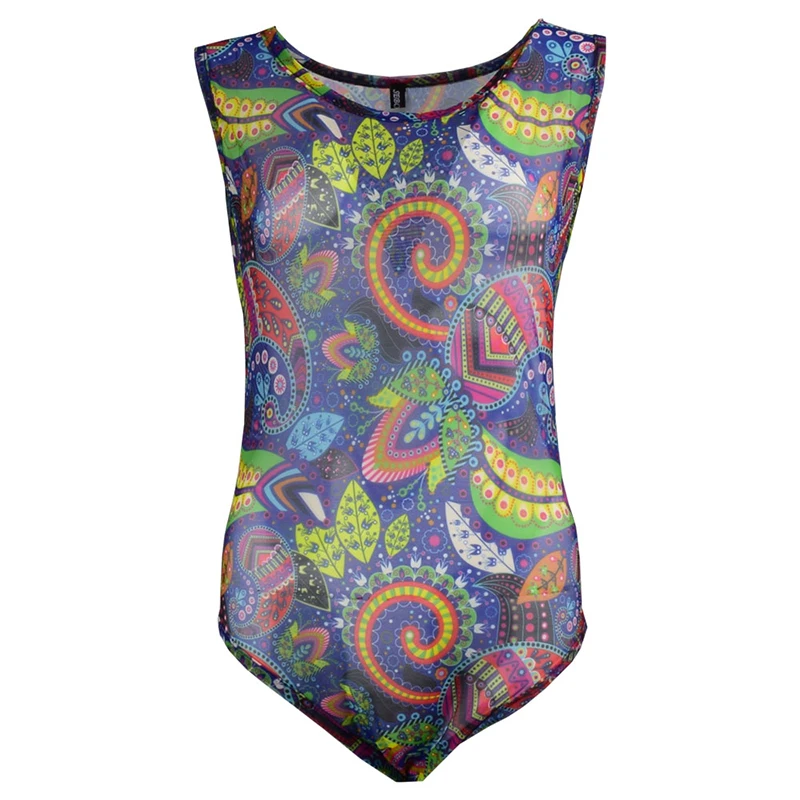 SEBOWEL Bohemian Summer Print Sleeveless Bodysuit for Women Sexy Mesh Bodycon Bodysuits Female Casual O-Neck Skinny Body Tops | Женская