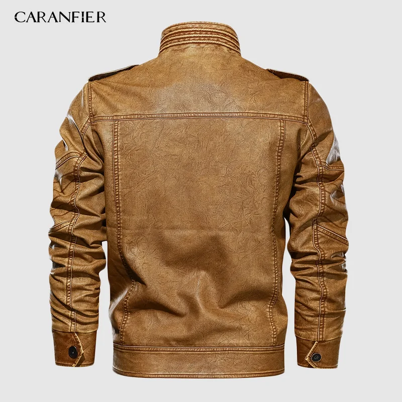 CARANFIER 6XL мужская куртка из ПУ кожи кожаная Осенняя приталенная мотоциклетная