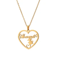 skqir personalized name letters mama abuela hollow heart pendant gold color steel chain necklace family love mother jewelry gift