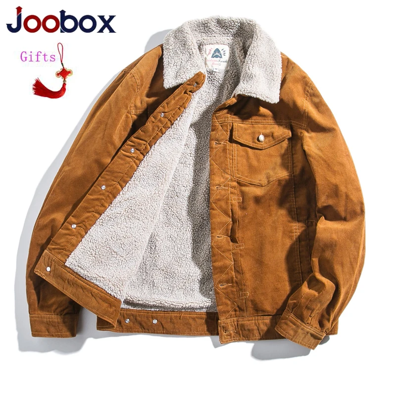 Мужская Вельветовая куртка JOOBOX с меховым воротником в японском стиле ретро |