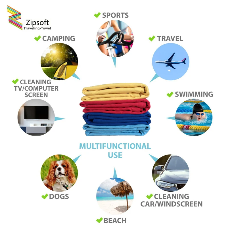 Zipsoft 2pc  Лот микрофибры красный Полотенца Спортивные быстро сохнут пляжное