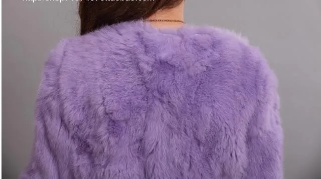 Женское зимнее длинное пальто из кроличьего меха | Женская одежда