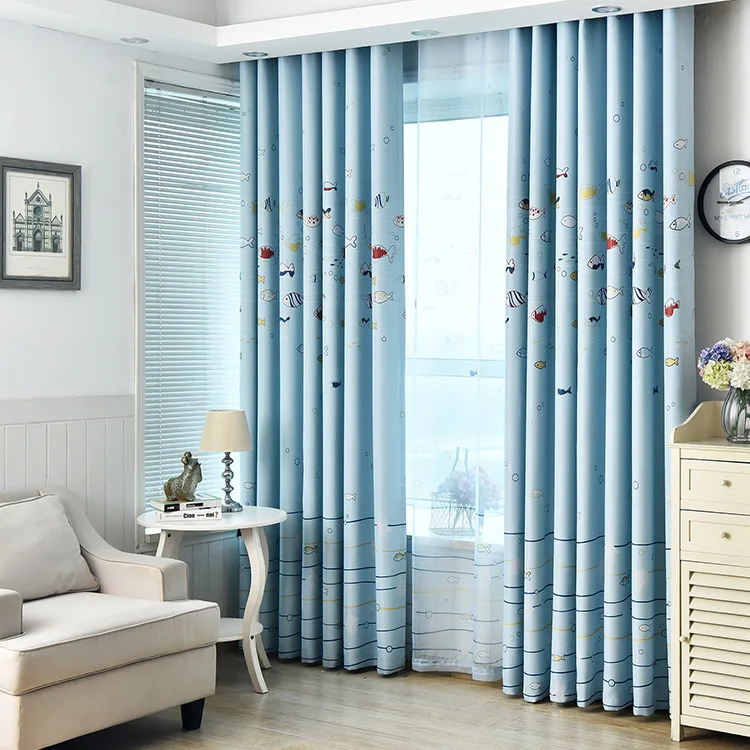 Мультяшная Рыба Печать шторы для детской комнаты гостиная столовая спальня