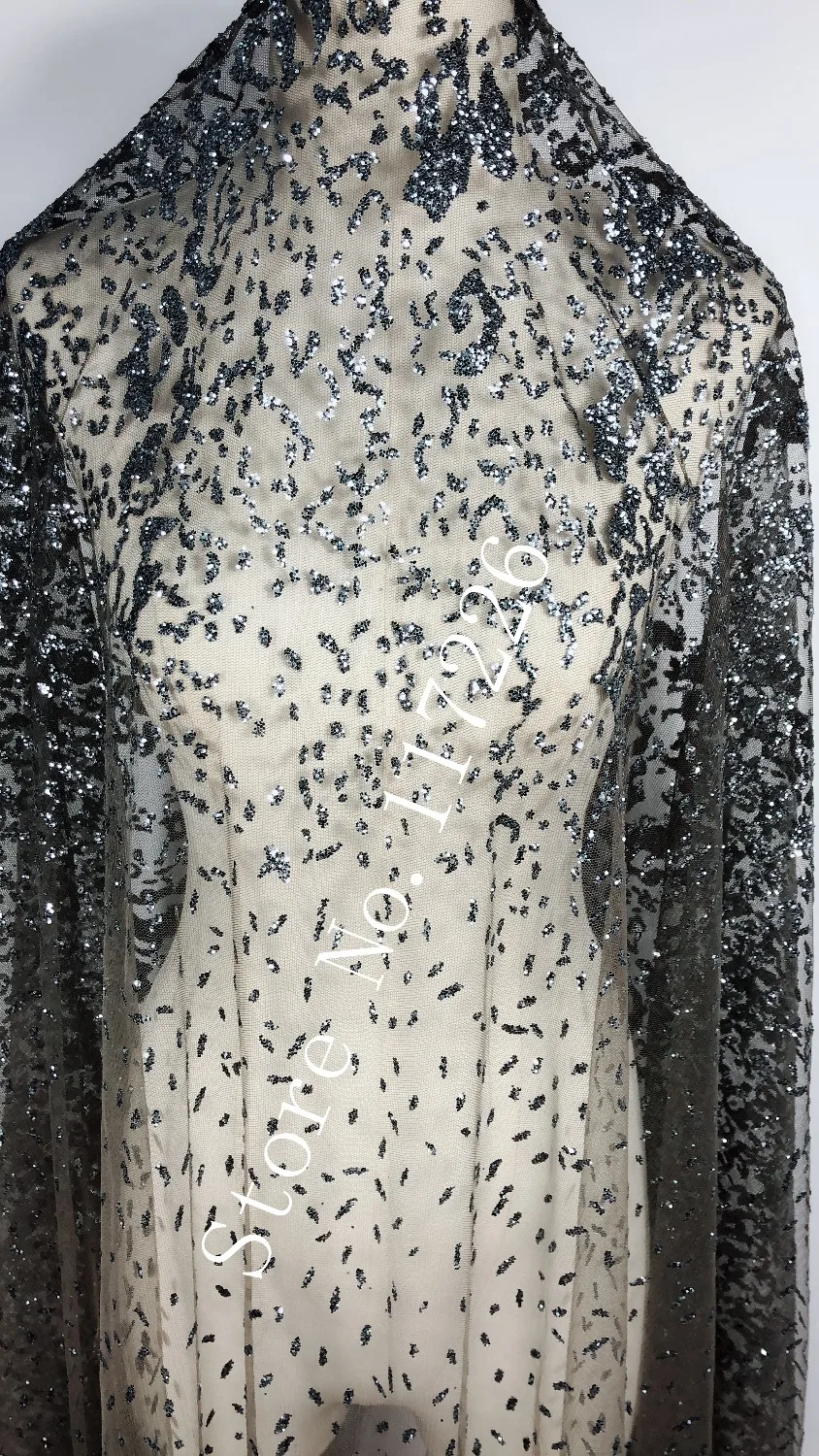 Новое поступление французской кружевной ткани с приклеенными блестками и пайетками для красивых цветов.