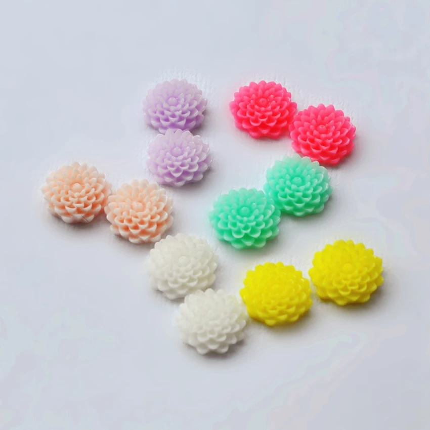 

For Phone/Wedding /Craft Decoration 15mm 50pcs/Lot Mix Resin Flatback Appliques Flowers