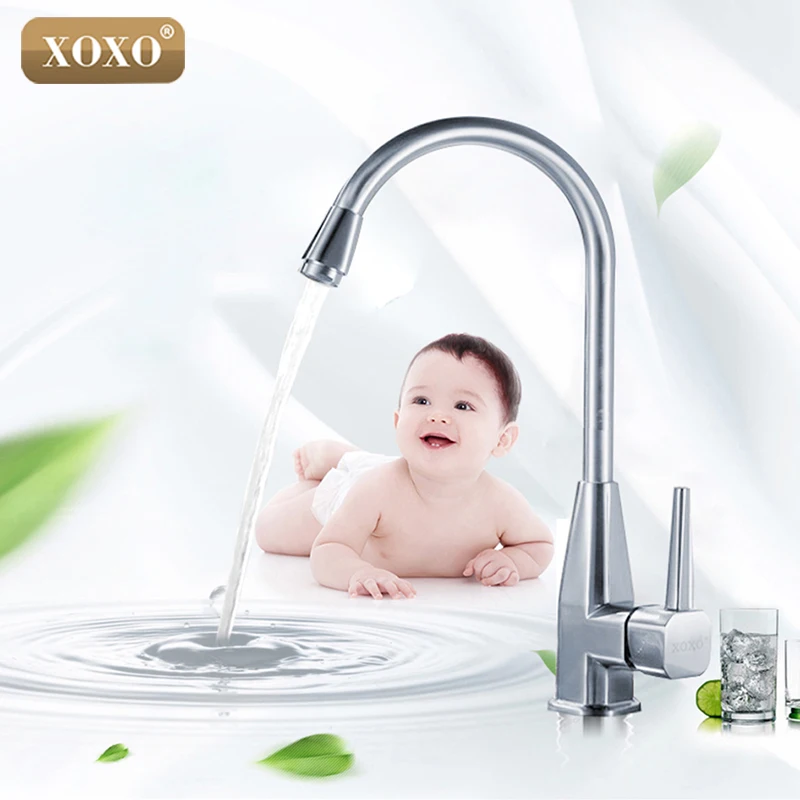 

Хромированный смеситель XOXO 1244, кухонный кран с одним отверстием, для холодной и горячей воды