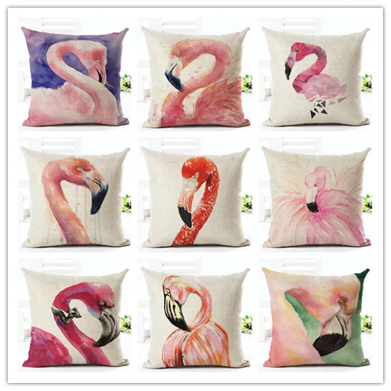 2016 новое поступление высокое качество бант поцелуй Фламинго принт Fundas хлопок лен