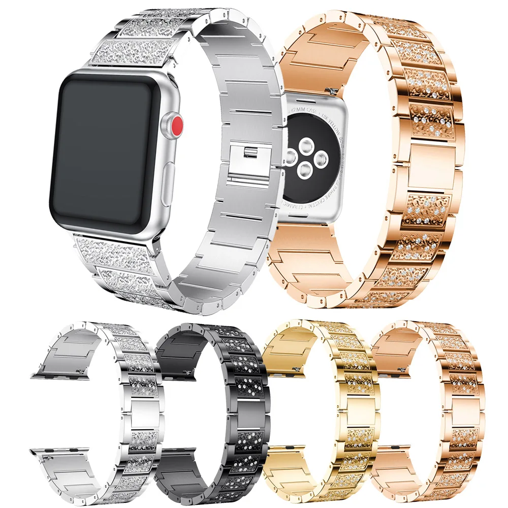 Браслет стальной для Apple Watch Band 38 мм 42 люксовый ремешок iWatch 40 44 Series 2 3 4 5|Ремешки