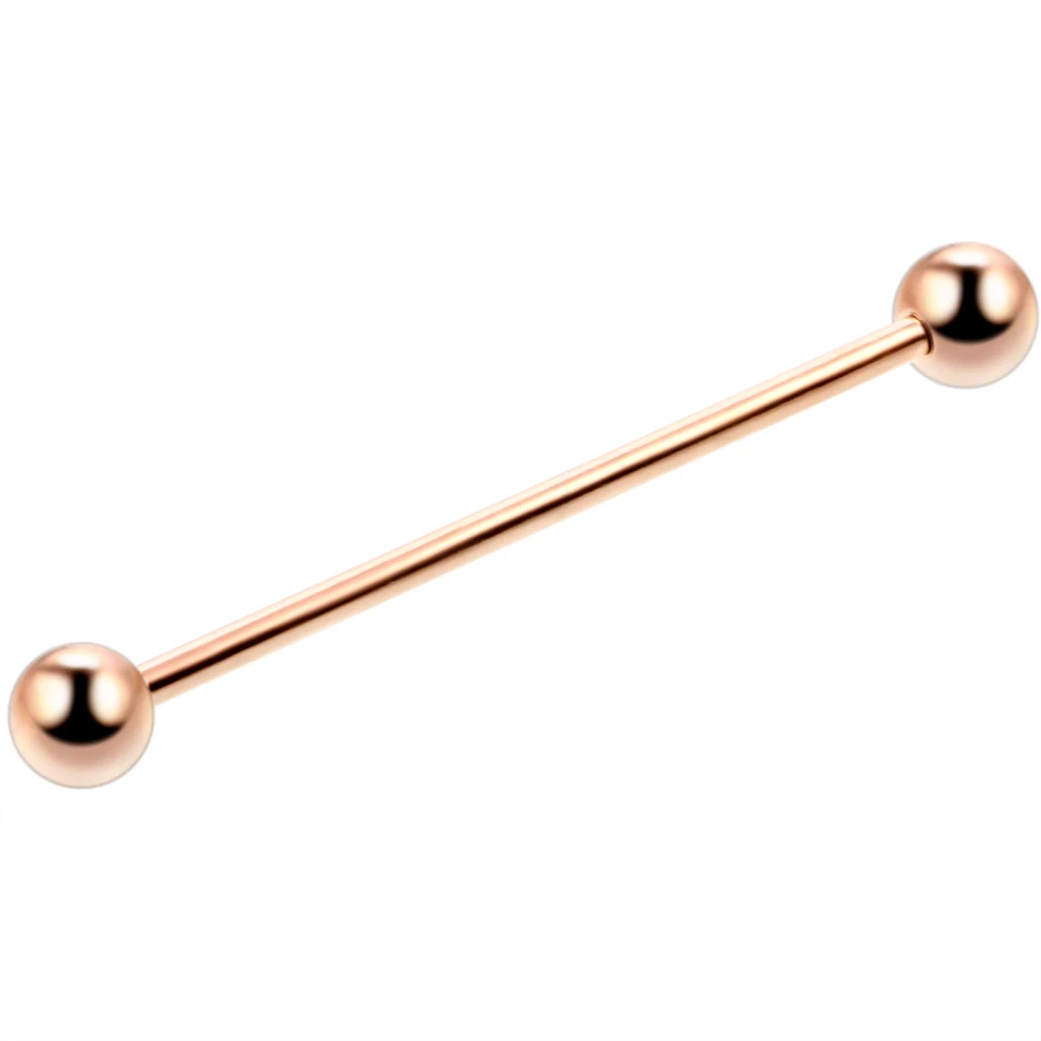 Rose Gold 1 шт. сталь анодированный Цвет промышленный пирсинг 34 мм длина промышленный бар леса хрящевая спираль язык пирсинг ювелирные изделия для тела - Окраска металла: Rose Gold