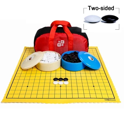 Two-sided piece Горячие портативные тканевые сумки Weiqi Go шахматные фигуры замша кожа шахматная доска 19 линия международный стандарт на Go шахматы qenueson - Цвет: Two-sided piece