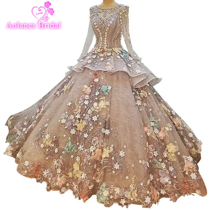 Новый дизайн серое свадебное платье с бисером 2017 длинный рукав Vestido De Noiva