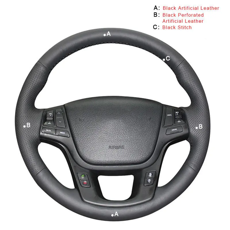 Artificial Leather Автомобильная оплетка на рулевое колесо для Kia Sorento 2009- K7 Cadenza 2011- авто колесные Чехлы аксессуары для интерьера - Название цвета: Artificial Leather
