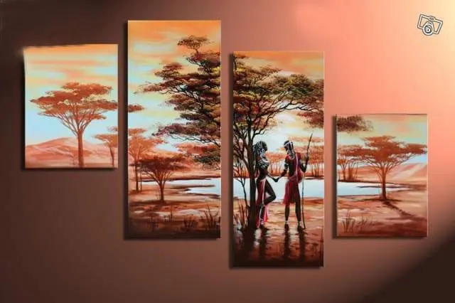 Ручная роспись искусства африки лесное озеро любителей настенная живопись