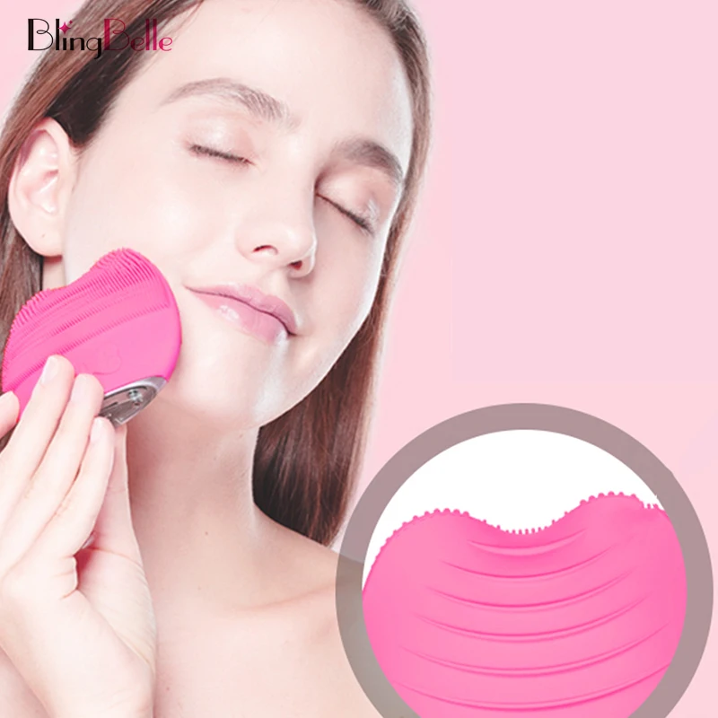 BlingBelle Мягкая силиконовая Очищающая щетка для лица для мытья высокочастотного лица Usb зарядка силиконовый массажер для кожи лица уход